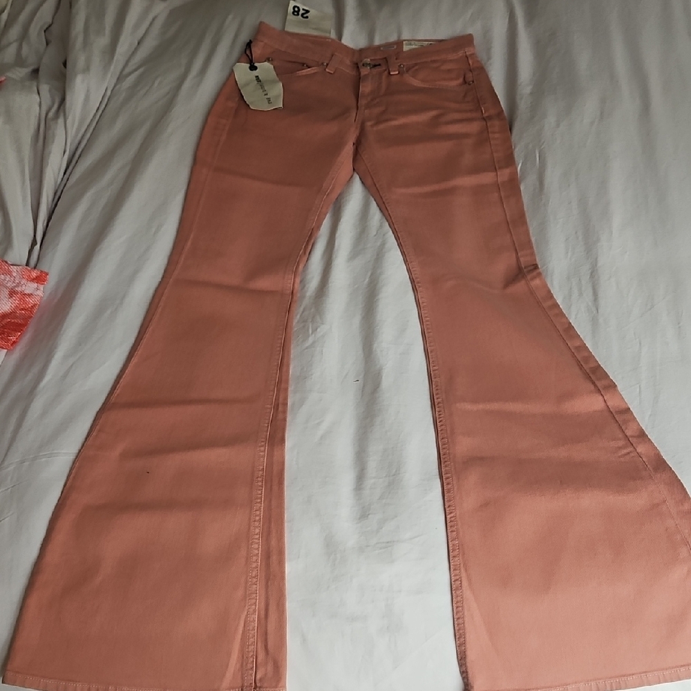 rag & bone Peach Wide Leg Flare Jeans